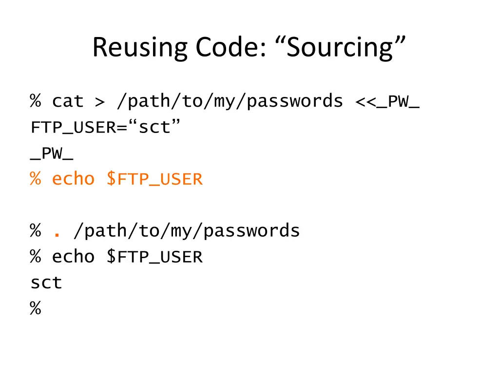 reusing code sourcing