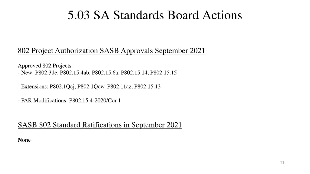 5 03 sa standards board actions