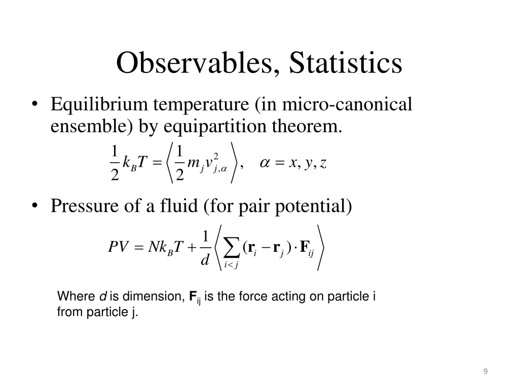 observables statistics