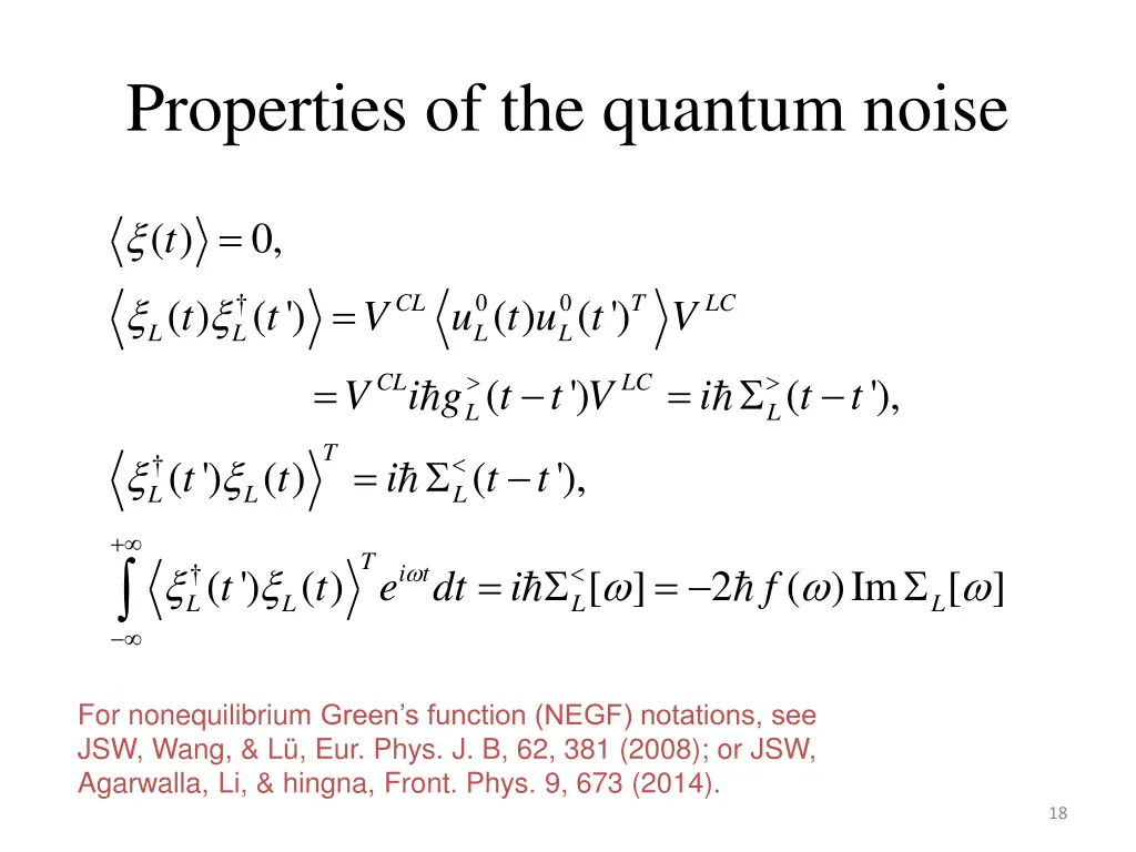 properties of the quantum noise