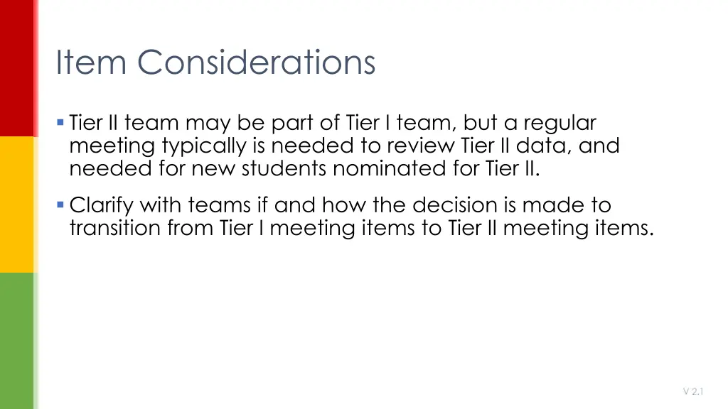 item considerations 1