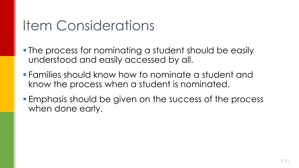 item considerations 2
