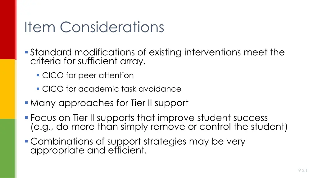 item considerations 3