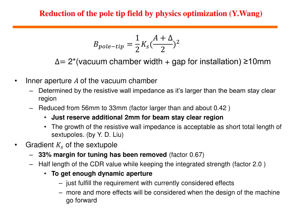 reduction of the pole tip field by physics