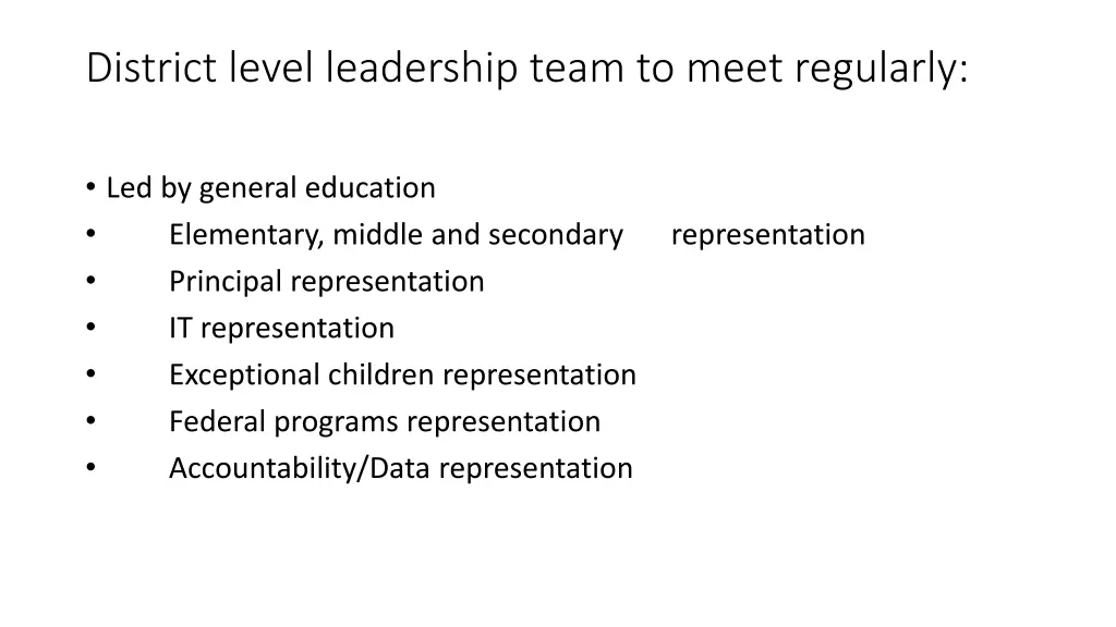 district level leadership team to meet regularly
