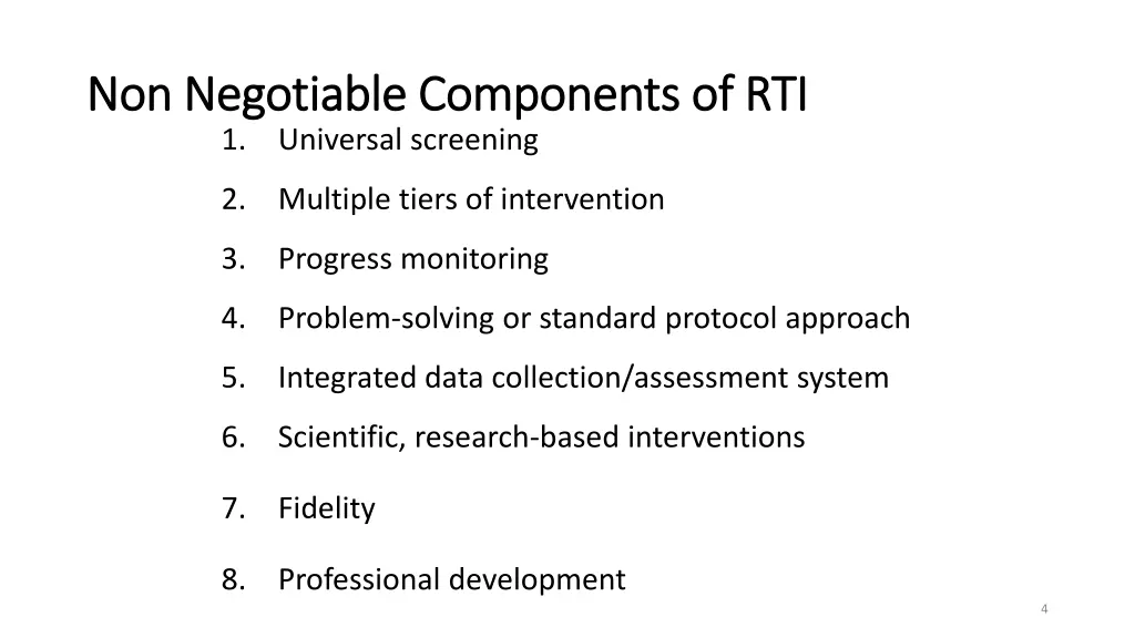 non negotiable components of rti non negotiable