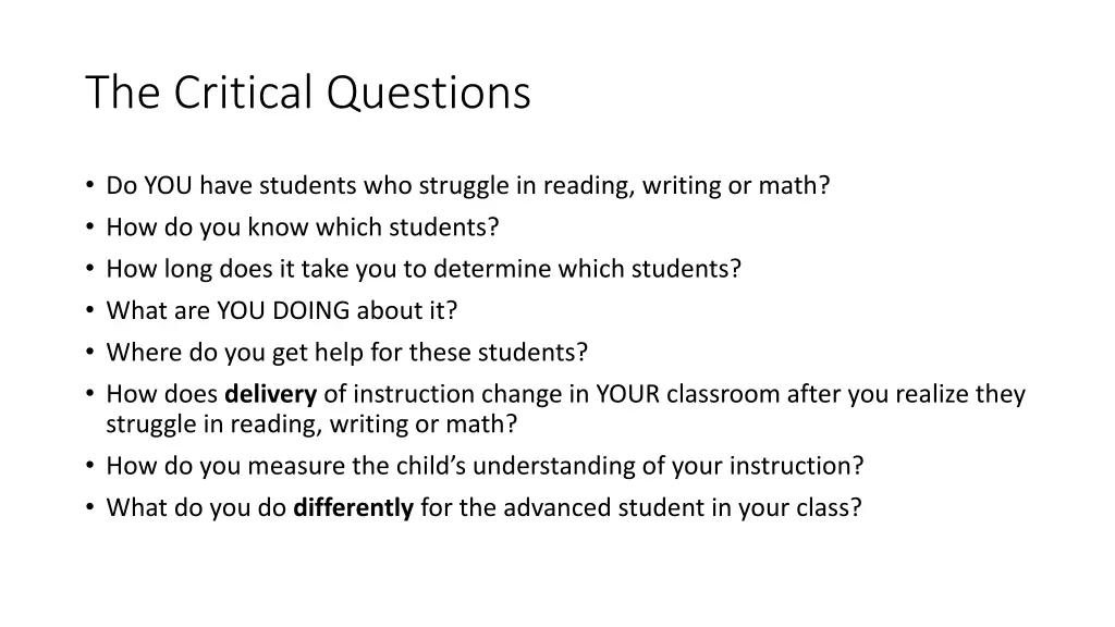 the critical questions