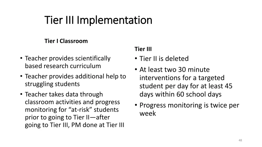 tier iii implementation tier iii implementation