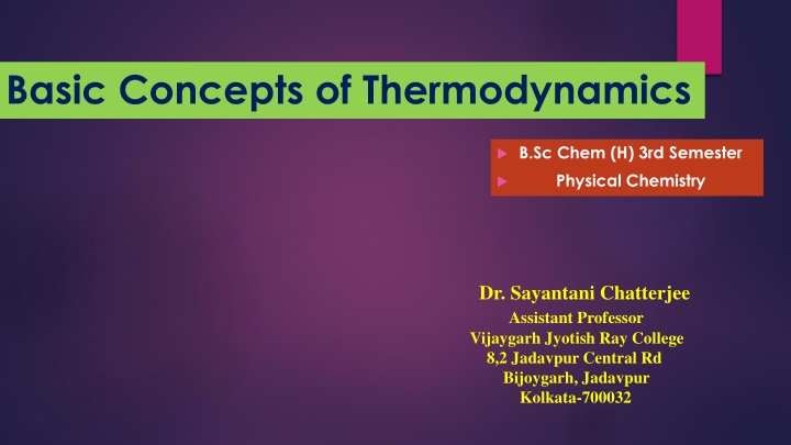 basic concepts of thermodynamics