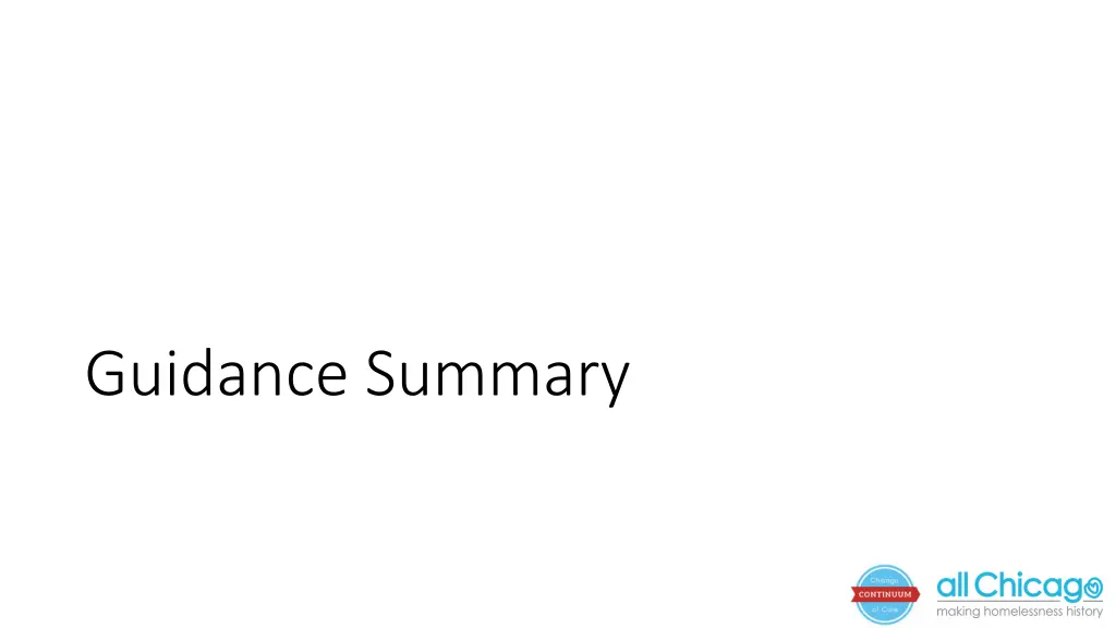 guidance summary