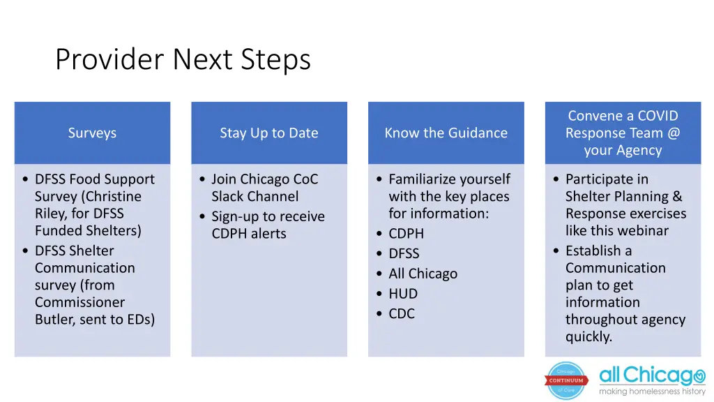 provider next steps