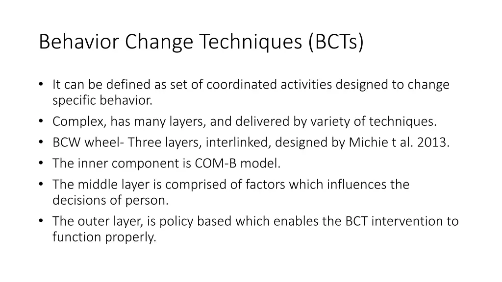 behavior change techniques bcts