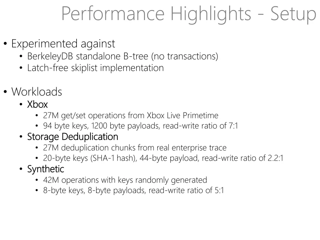 performance highlights setup