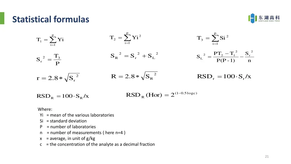 statistical formulas