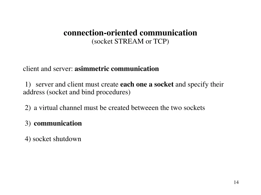 connection oriented communication socket stream