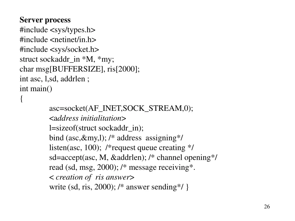 server process include sys types h include