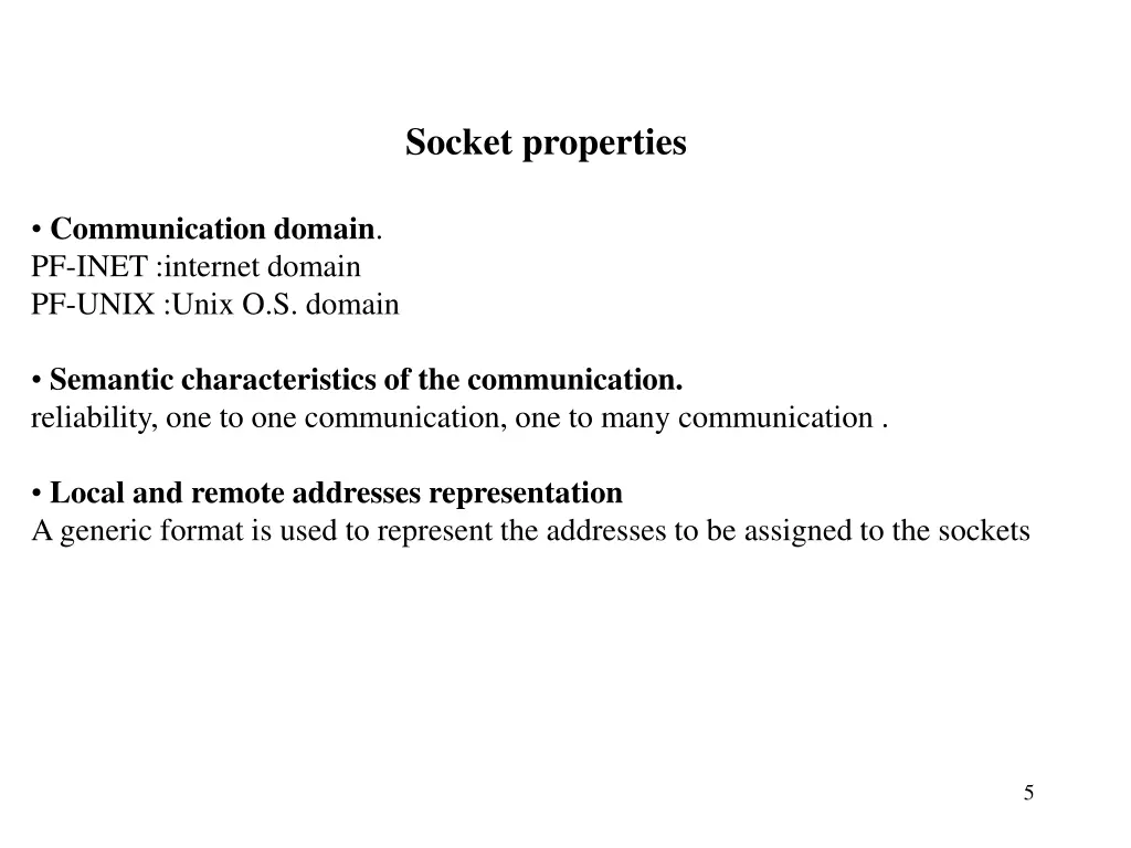 socket properties