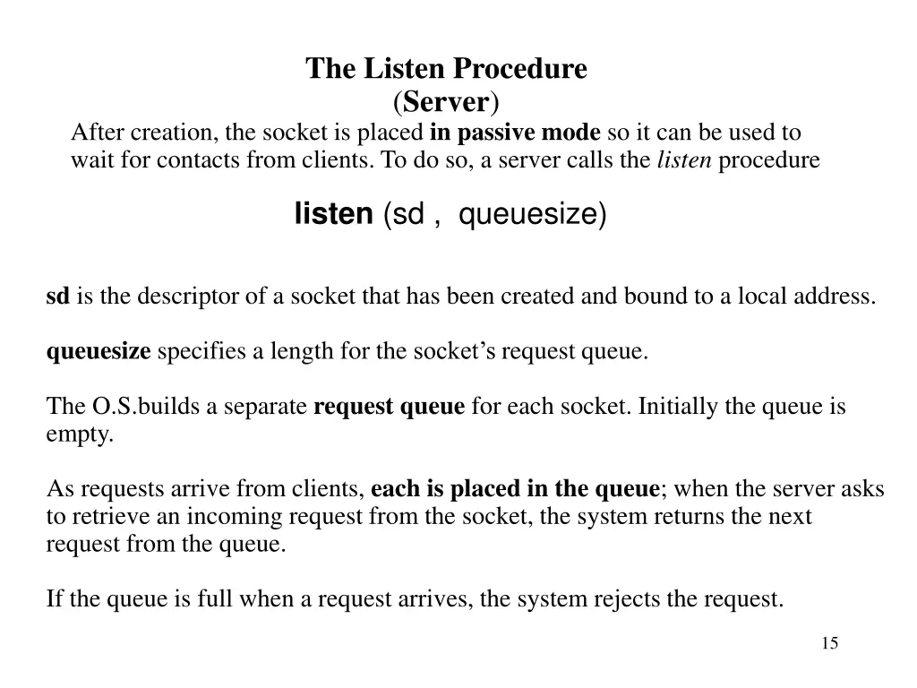 the listen procedure server