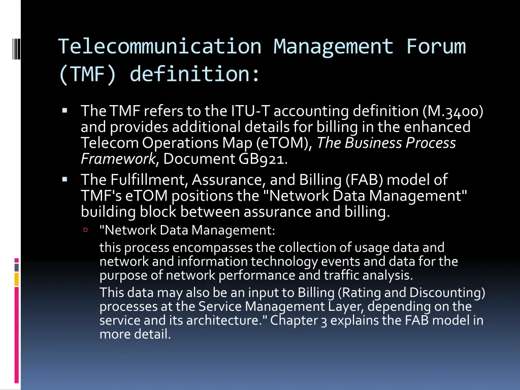 telecommunication management forum tmf definition 1