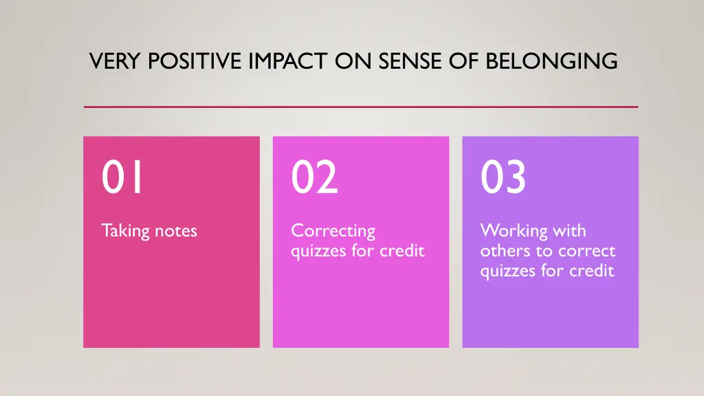very positive impact on sense of belonging
