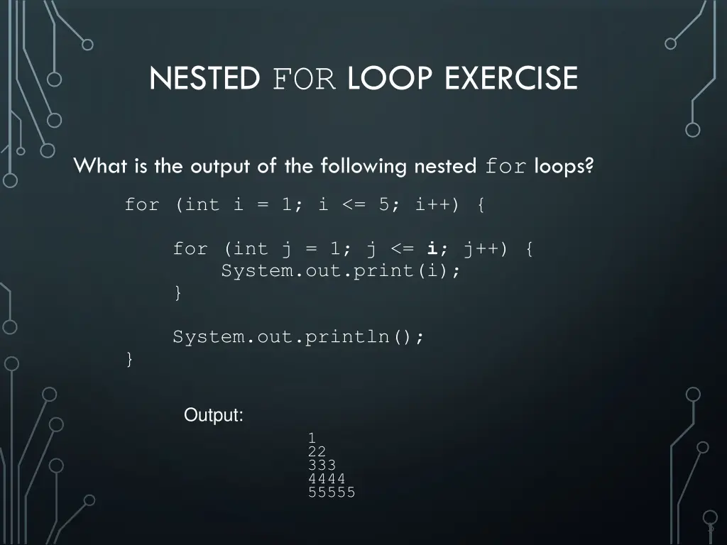 nested for loop exercise 1