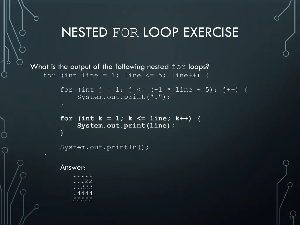 nested for loop exercise 3