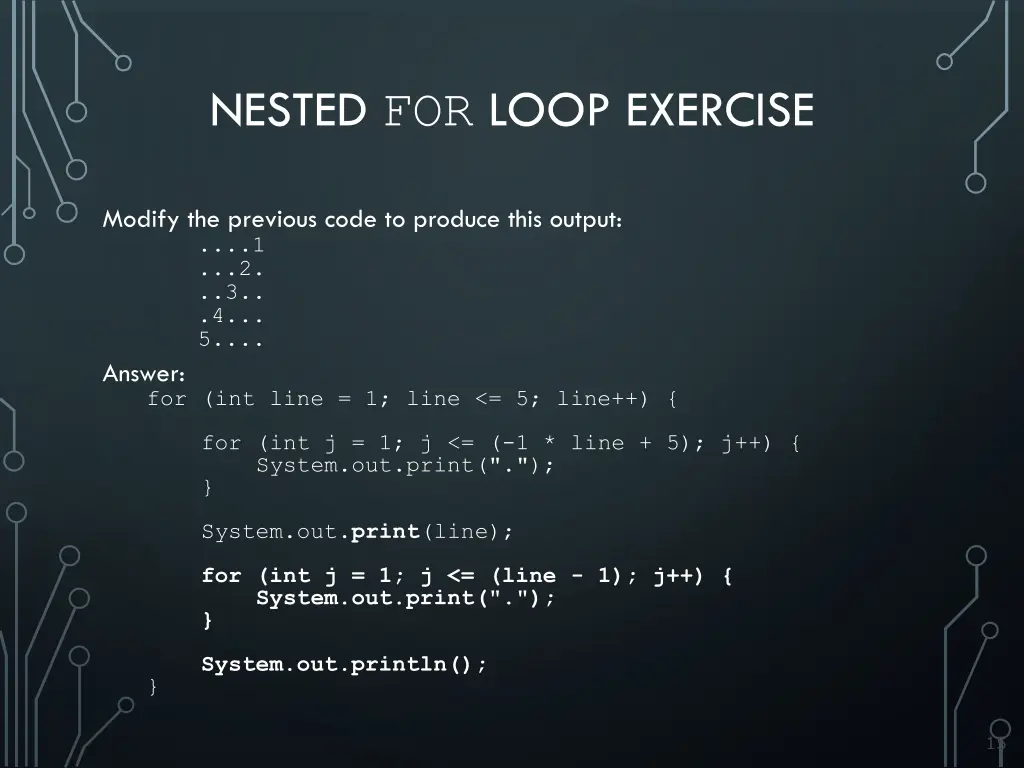 nested for loop exercise 4