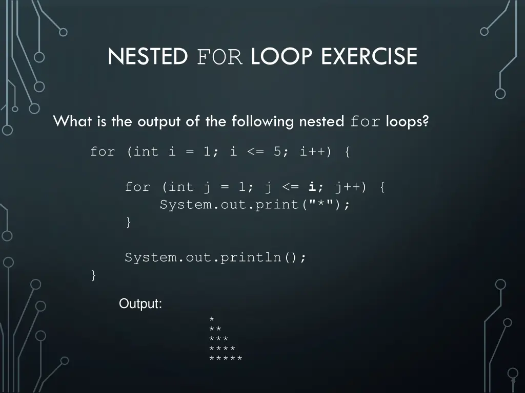 nested for loop exercise