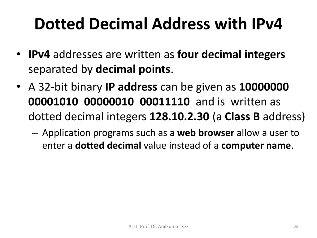 dotted decimal address with ipv4