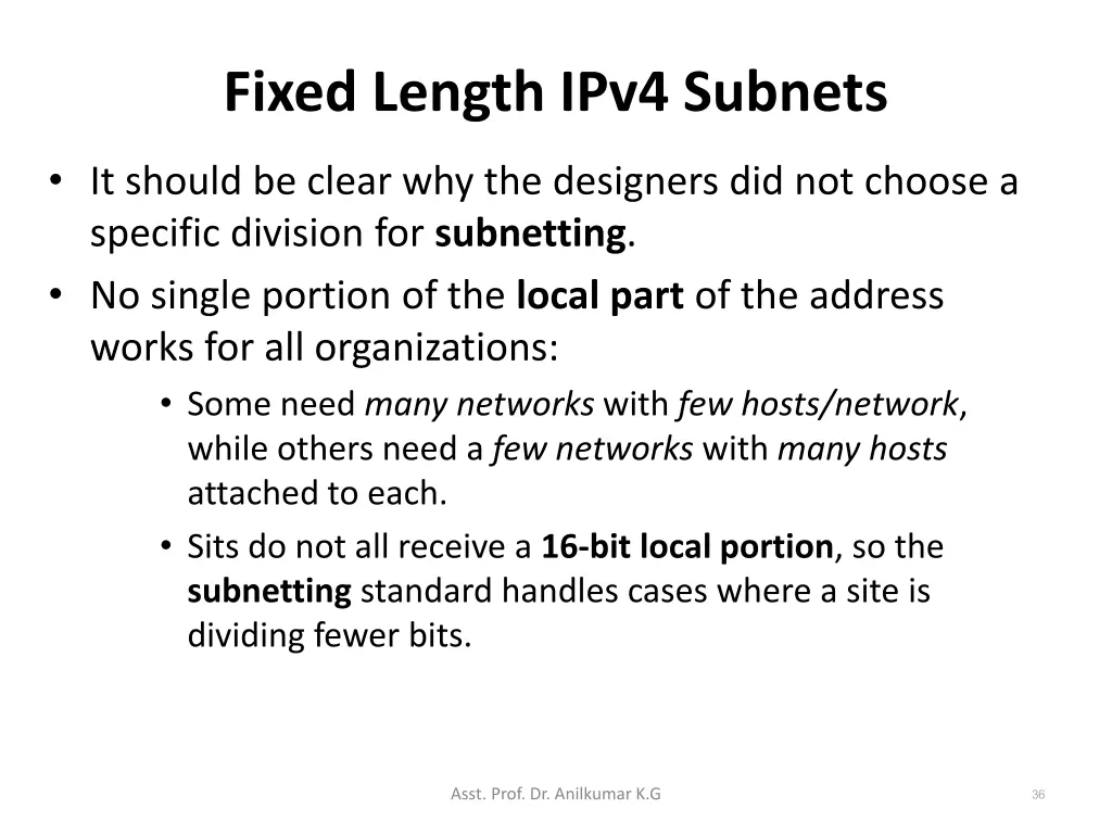 fixed length ipv4 subnets 6