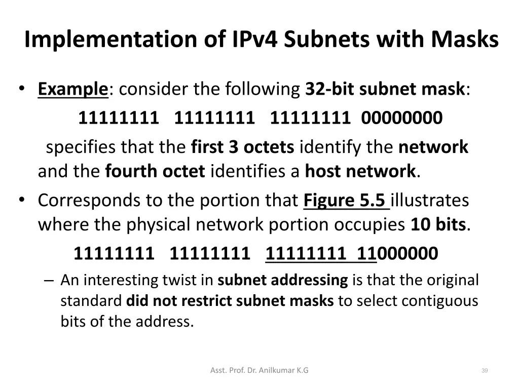 implementation of ipv4 subnets with masks 1