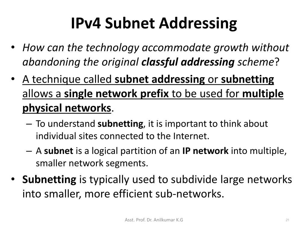 ipv4 subnet addressing