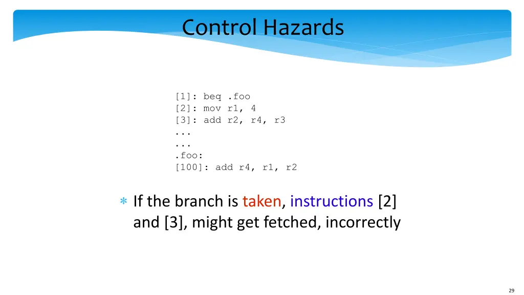 control hazards