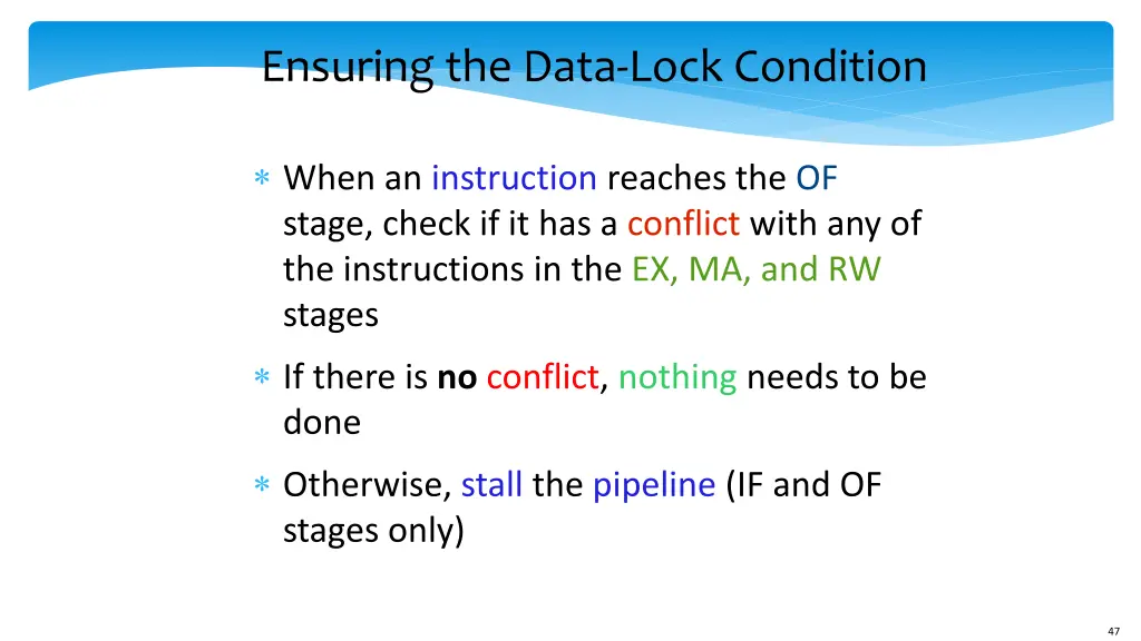 ensuring the data lock condition