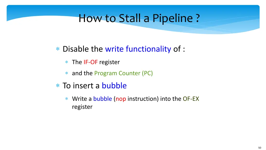 how to stall a pipeline
