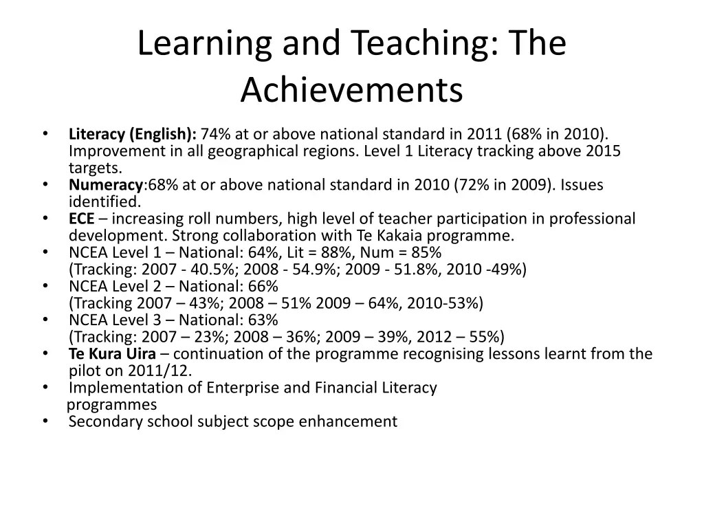 learning and teaching the achievements