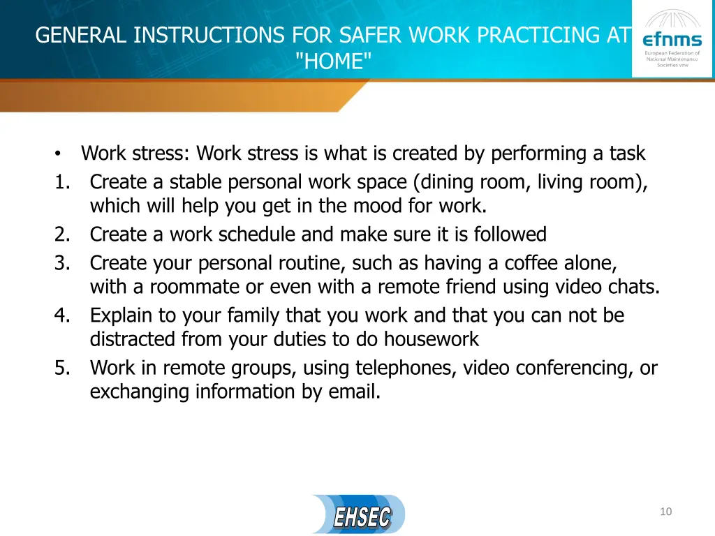 general instructions for safer work practicing 4