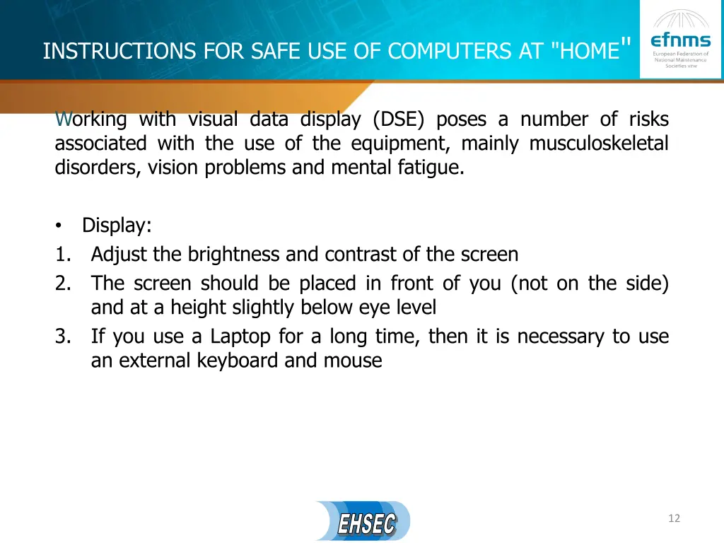 instructions for safe use of computers at home