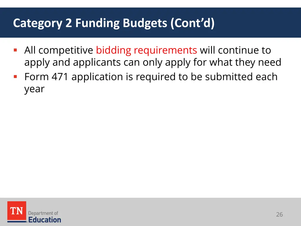 category 2 funding budgets cont d