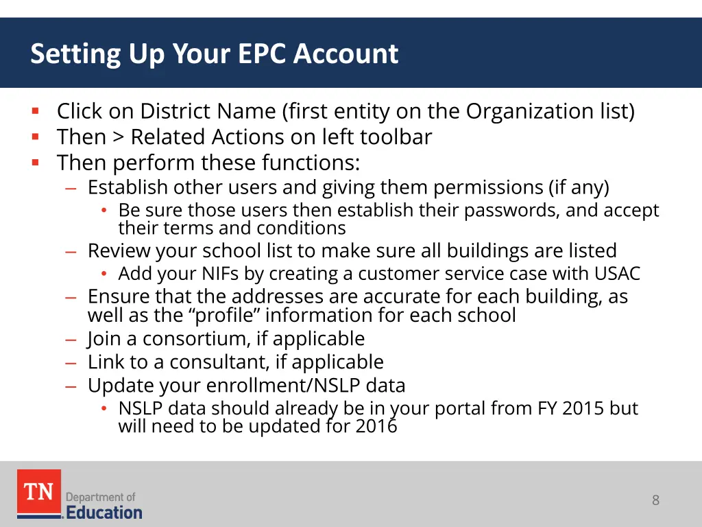 setting up your epc account