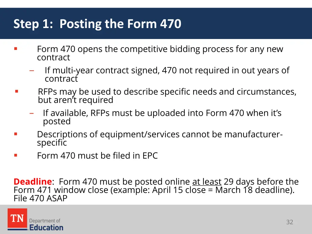 step 1 posting the form 470