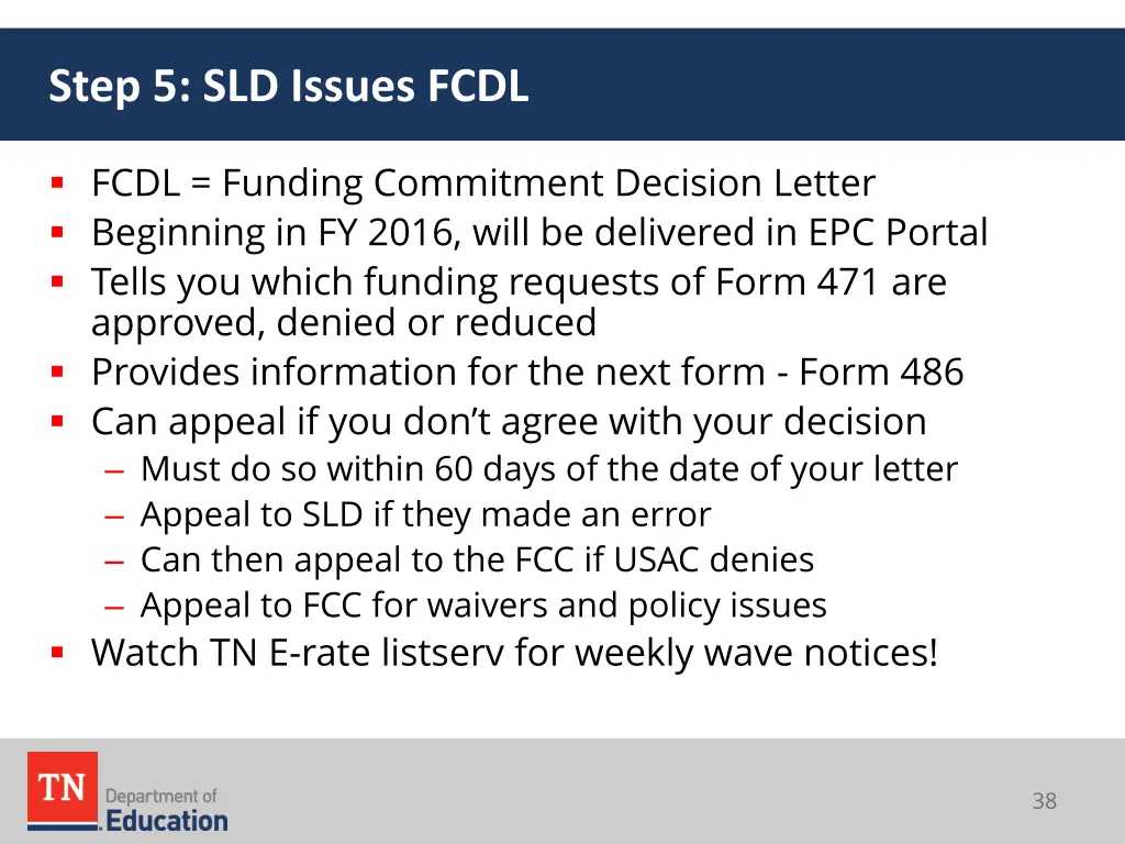 step 5 sld issues fcdl