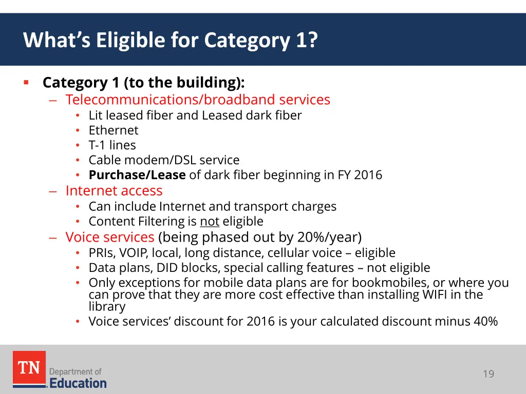 what s eligible for category 1