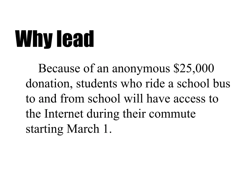 why lead 1