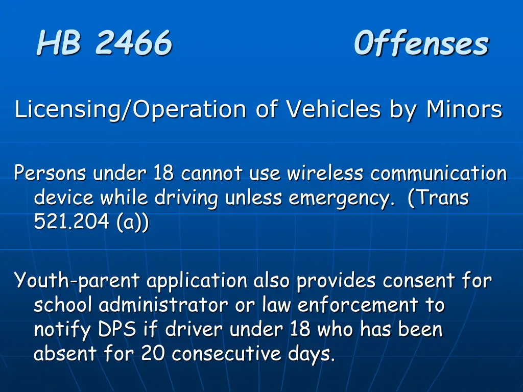 hb 2466 0ffenses