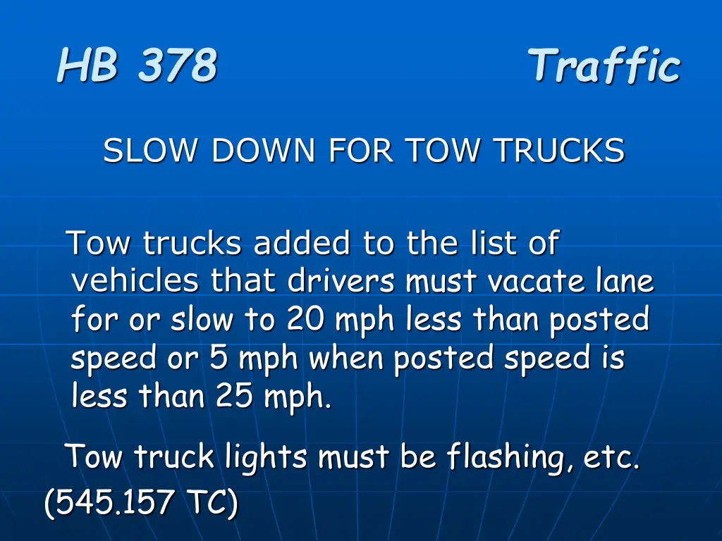 hb 378 traffic