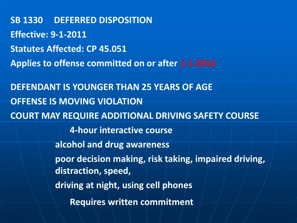 sb 1330 deferred disposition effective 9 1 2011