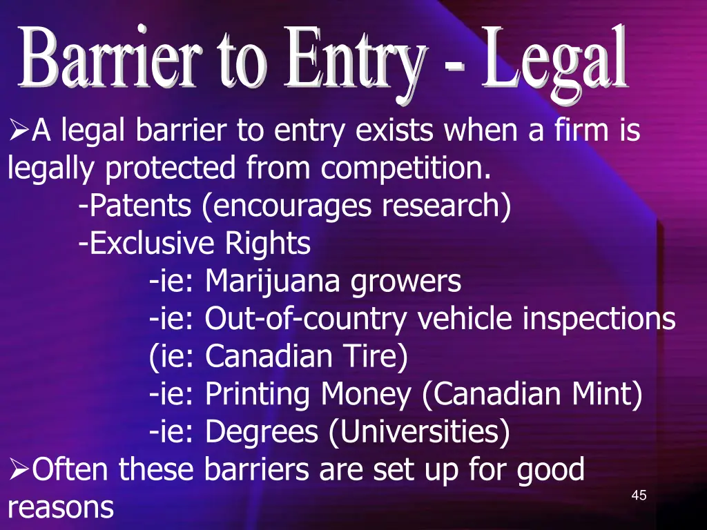barrier to entry legal