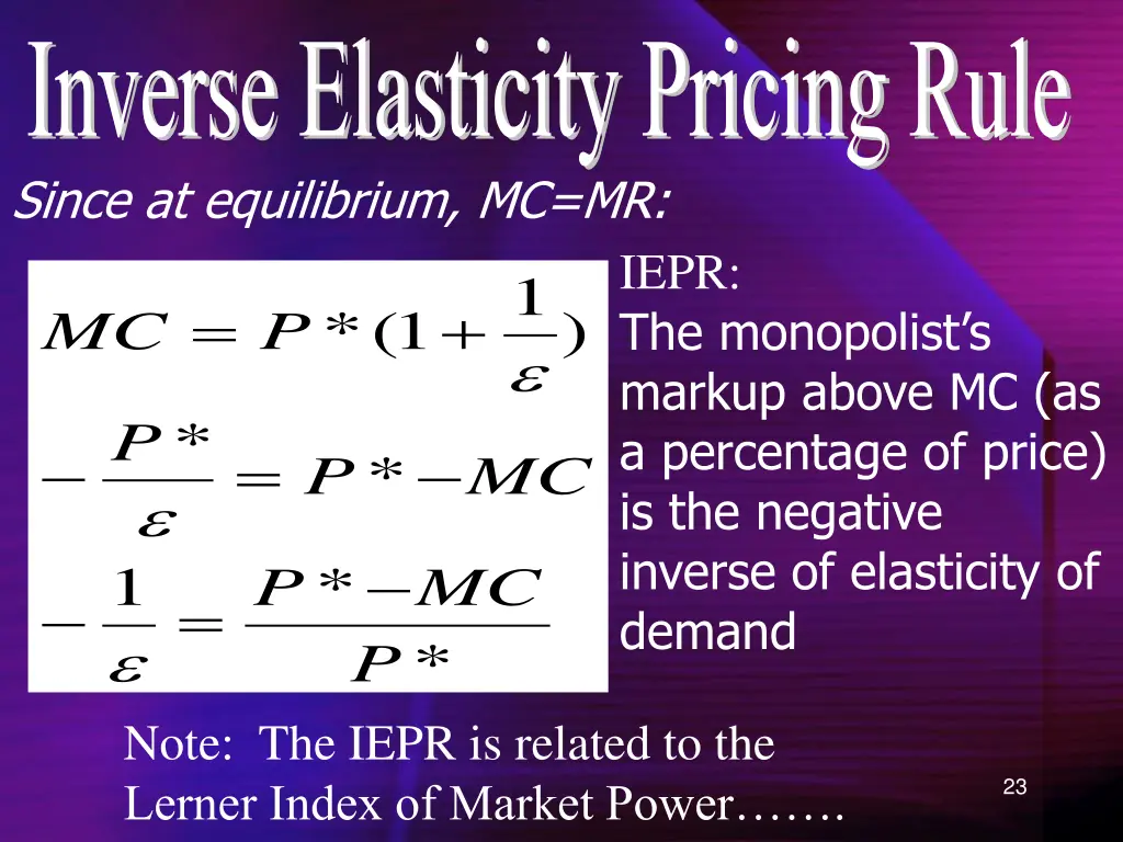 inverse elasticity pricing rule