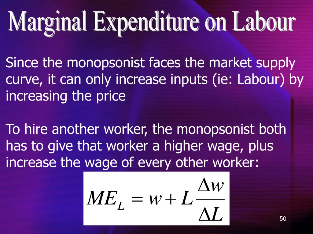 marginal expenditure on labour